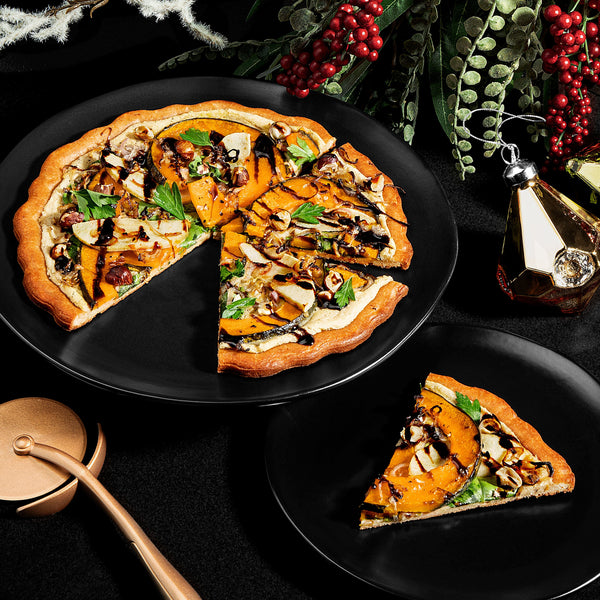 DAIRY-FREE KABOCHA SQUASH, APPLE, CARAMELIZED SHALLOT AND HAZELNUT PIZZA