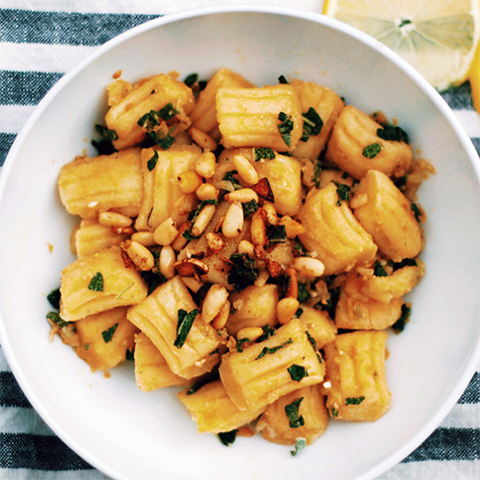 Garlic Lemon Sage Gnocchi with Toasted Pine Nuts