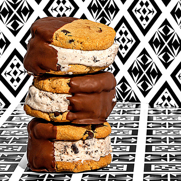 Chocolate Dipped Chocolate Chip Cookie Ice Cream Sandwiches