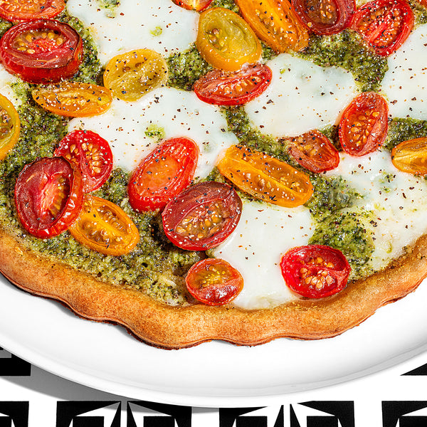 Pesto Mozzarella Tomato Pizza