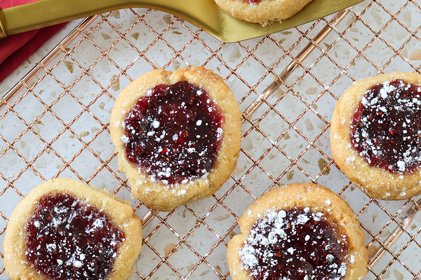Holiday Raspberry Thumbprint Cookies