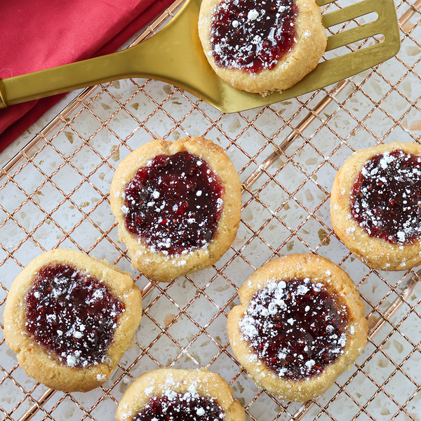 Holiday Raspberry Thumbprint Cookies