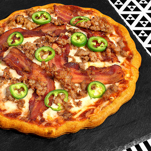 Bacon, Jalapeno and Sausage Pizza