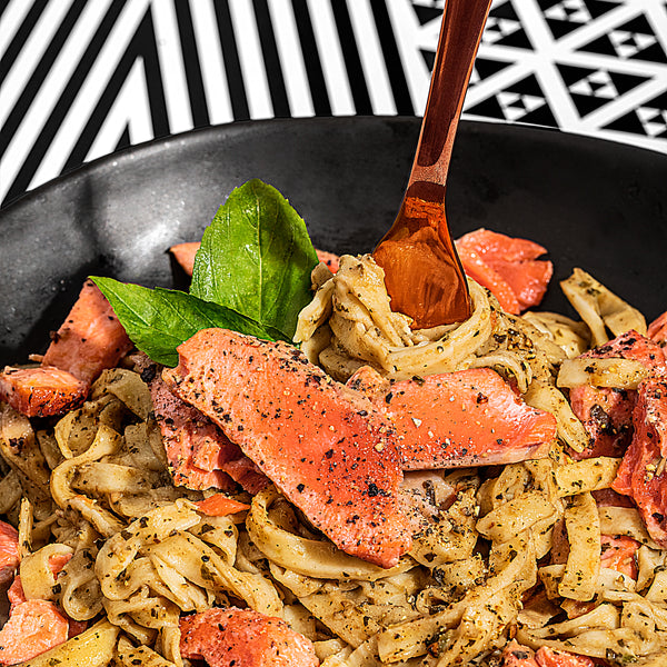 Garlic and Basil Fettuccini with Salmon (Paleo)